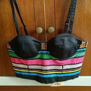 H&M Embroidered Crop Top Bustier